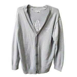 Pacsun Gray Cotton Peace "Love is all We Need" Embroidered Button-Up Cardigan M